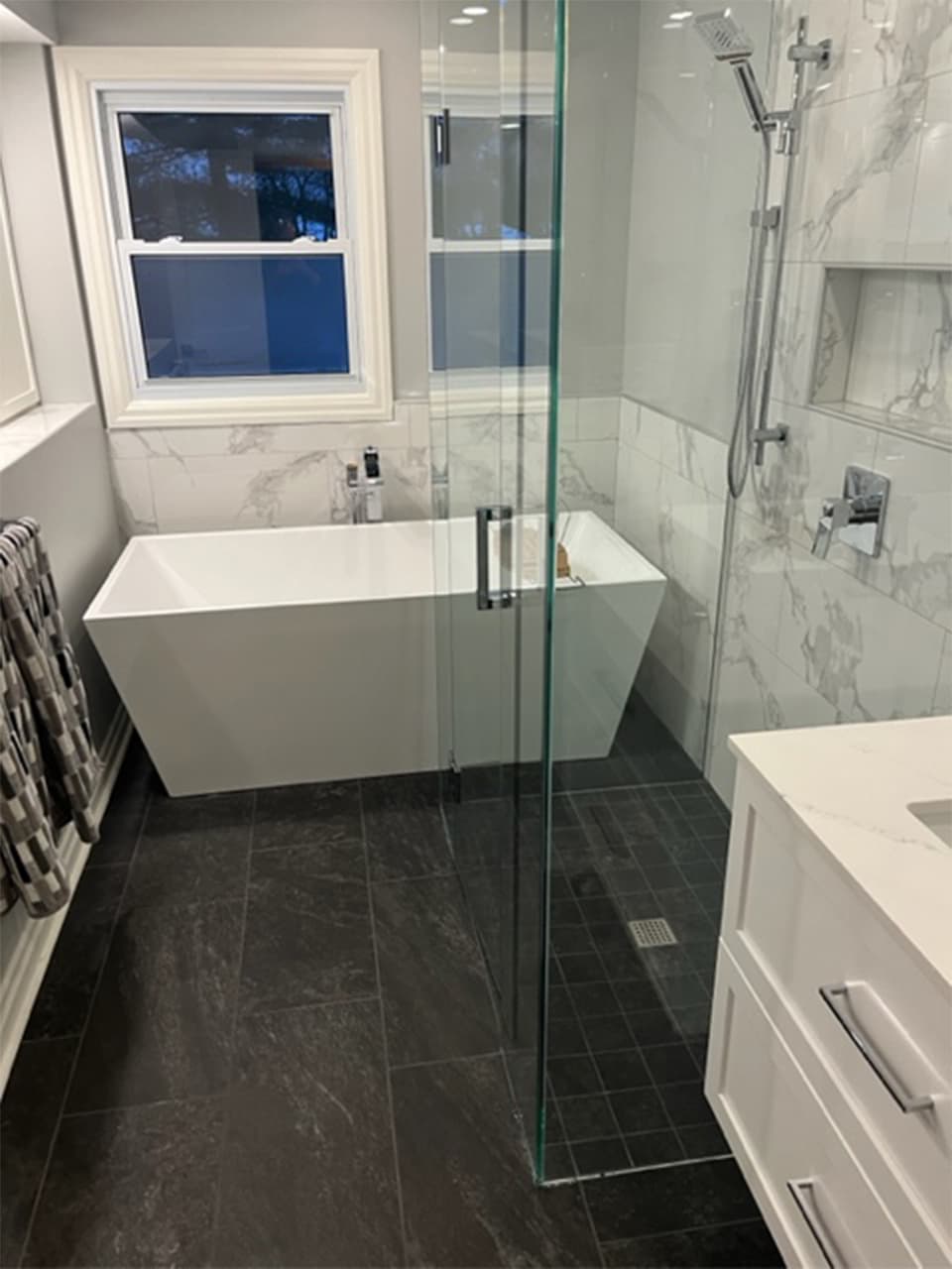 Picture of beautifully remodeled bathroom.